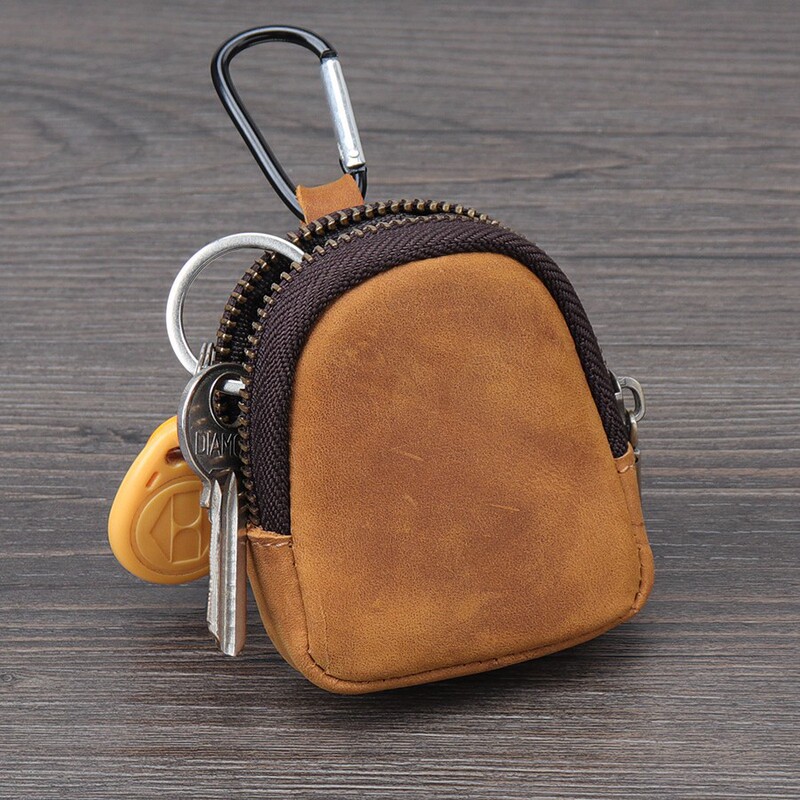 Pu Small Wallet Original Japanese Style Youth Coin Purse Zipper Genuine Soft Leather Earphone Pouch Key Holder Accessory