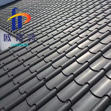 长廊街道屋面改造 彩钢琉璃瓦 仿古建筑屋面瓦765型 施工便捷