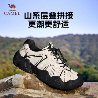 骆驼新款户外登山鞋男防滑透气网面休闲丑萌鞋耐磨运动徒步鞋女
