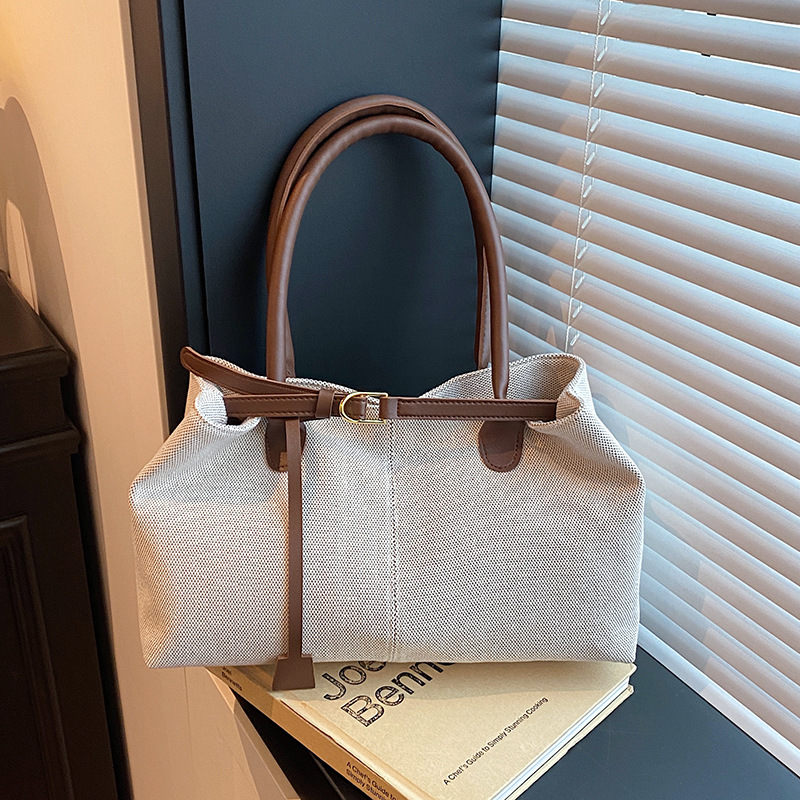 Retro Canvas Large-Capacity Bag for Women 2025 New Trendy Fashion Armpit Bag Casual Korean Style Satchel Commuter Bag