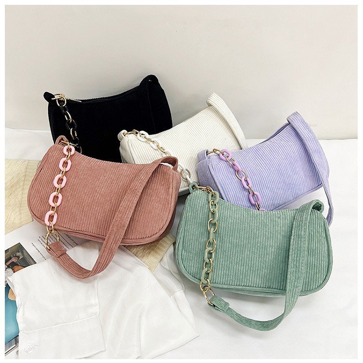 韩版文艺布包简约休闲条绒布单肩女包纯色迷你斜挎包手提帆布包