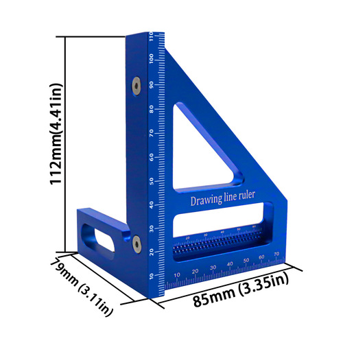 Newly upgraded triangular hole ruler, woodworking marking ruler, right-angle ruler, angle ruler, scriber, angler, aluminum alloy ruler