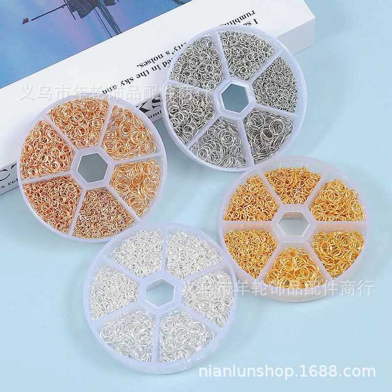 6 Boxed Full Set Open Ring Connection Ring Closed Ring Accessories DIY Earrings Necklace Tassel Iron Single Ring Mixed Pack
