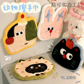 卡通动物擦手巾厨房透气易干防臭擦手帕儿童洗手柔软亲肤吸水毛巾