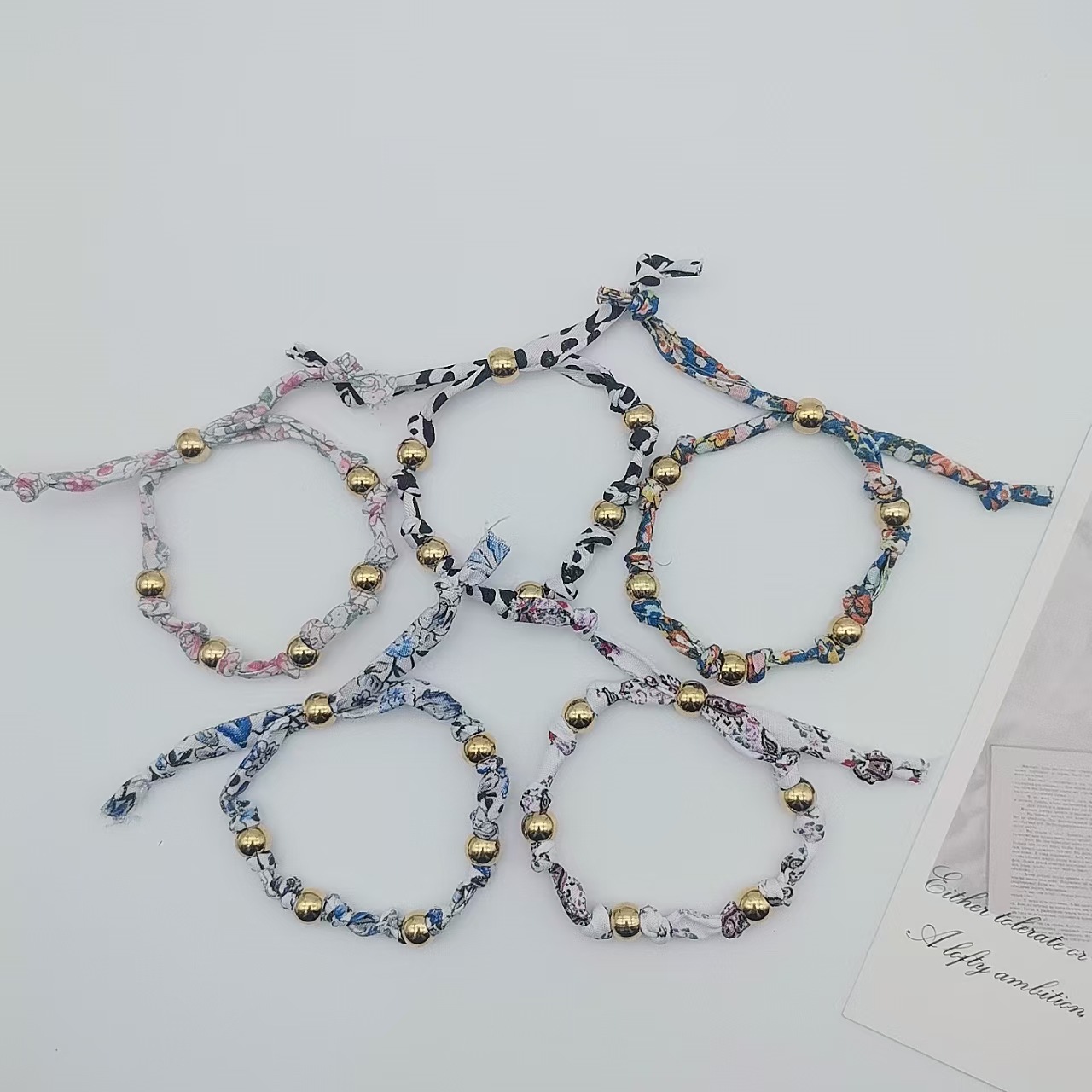 Impresión Flor Retro Bohemio Tela Acero Titanio Pulsera Venta Al Por Mayor display picture 1