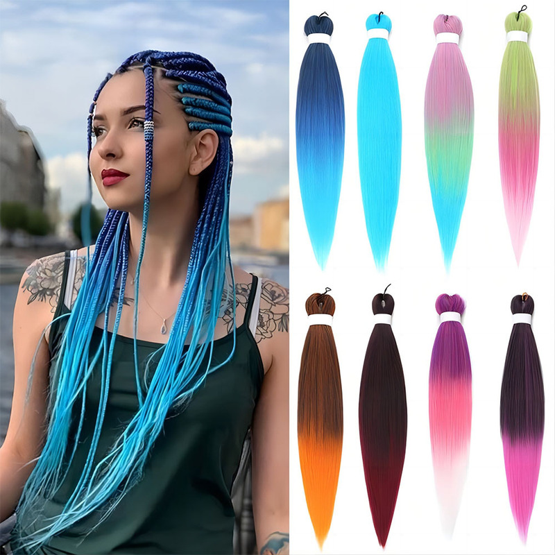 26inch Colorful Synthetic Fiber Crochet Hair Low-Temperature Flame-Retardant Yarn Easy Braids Large Braid Wig