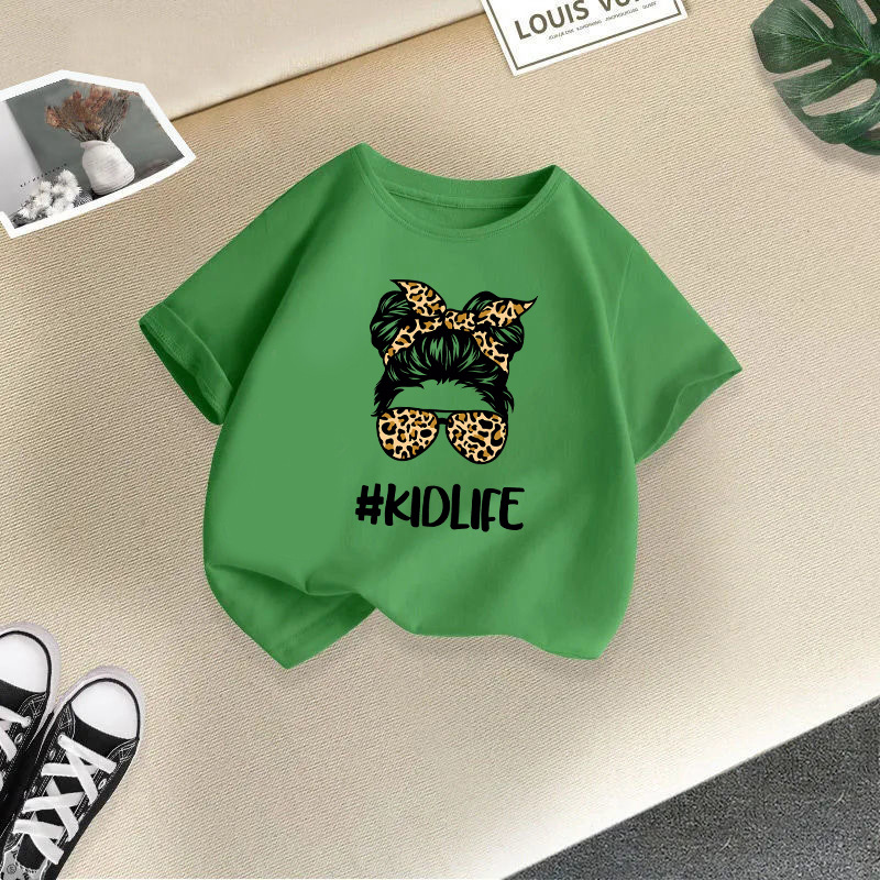 Ropa para niños transfronterizos 2024 verano nuevas camisetas de manga corta para niños y niñas tops de cuello redondo de moda bebé de media manga de algodón