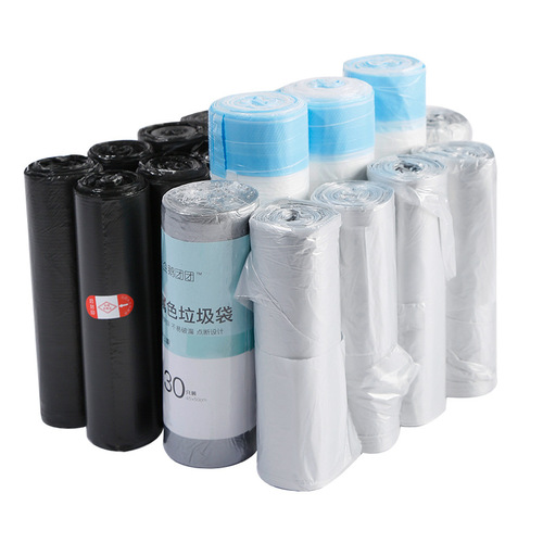 [20 rolls, 600 pieces] Silver flat mouth garbage bag for kitchen and living room, point-breaking thickened black vest garbage bag
