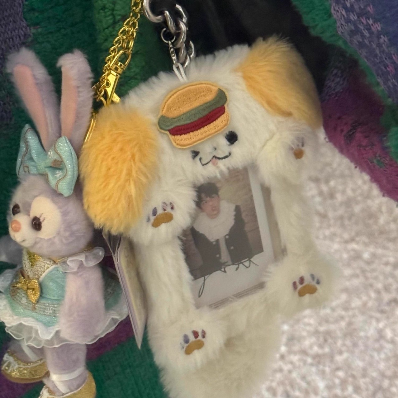Huang Zi Hongfan alrededor de la tarjeta de peluche de perros de hamburguesas 3 pulgadas tarjeta de almacenamiento de paquete de bolsa de decoración colgante