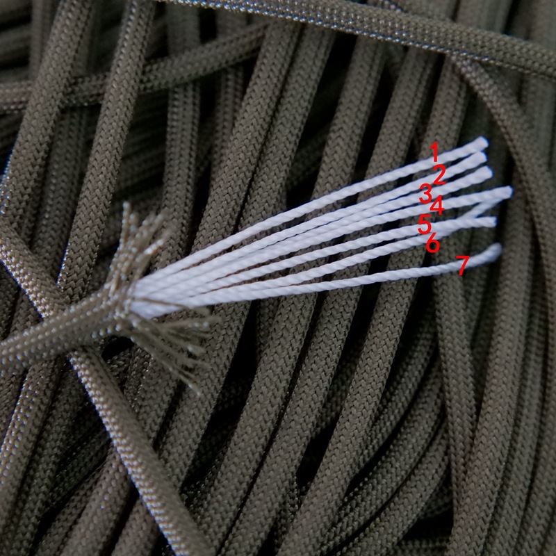 高强涤纶纤维七芯伞绳 刀柄缠绕绳 PE纤维伞绳 帐篷防风绳