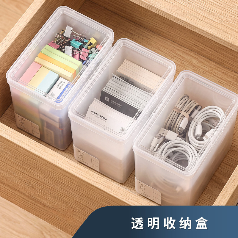 Transparent storage box with lid, desktop organizer for stationery and miscellaneous items, PP plastic drawer, small storage box for office supplies Transparent storage box with lid, desktop organizer for stationery and miscellaneous items, PP plastic drawer, small storage box for office supplies