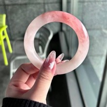 工厂直销桃花酿高品质天然玉手镯粉款芙蓉浅玉水蜜桃玉镯冰种镯子
