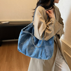 松弛感牛仔大包包女2025新款时尚大容量托特包秋冬百搭链条腋下包