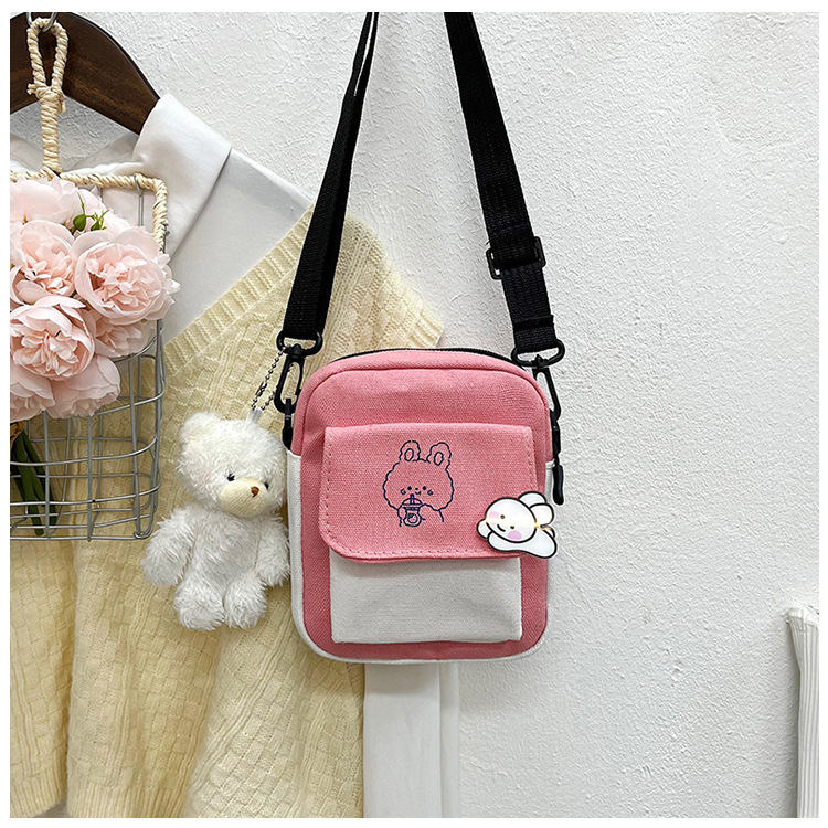 토끼 스타일 핑크 + 핀 + 곰 펜던트