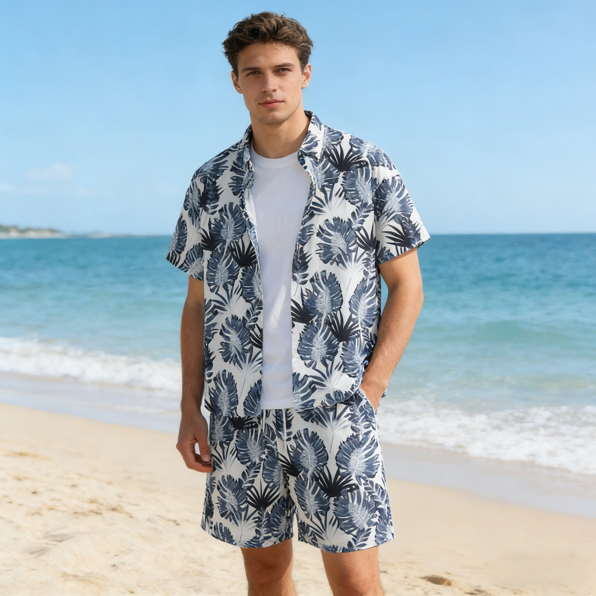 Comercio exterior transfronterizo personalidad tattoos camisa de mangas cortas para hombres camisa suelta de estilo general camisa de hielo delgada camisa adolescente