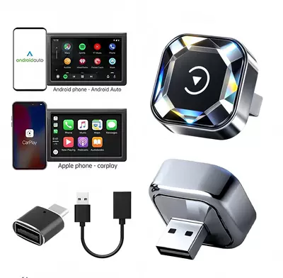 Auto Carplay Box, Simsiz CarPlay və Android Auto - diamond-model-comes-standard-with-adapter-usb-extension-cable