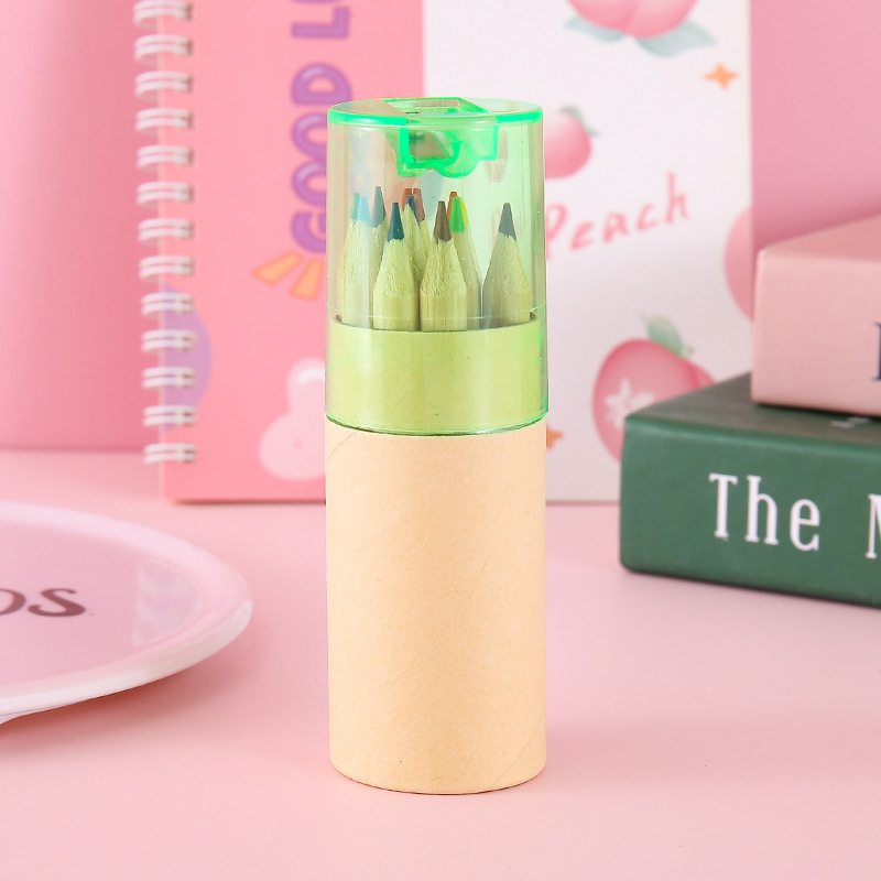 Transfronterizos 12 lápiz de color lápiz de madera con lápiz de lápiz de papel de escritorio estudiantes DIY relleno de graffiti pincel