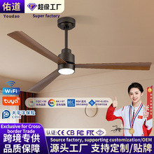 外贸简约复古工业吊扇灯客厅餐厅无灯电风扇52寸大风力直叶风扇灯