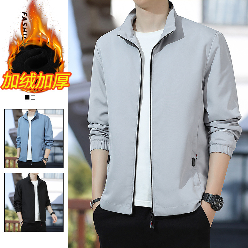 Otoño y invierno chaqueta de tamaño grande hombre otoño estilo coreano suelto de cuello vertical chaqueta de moda guapo chaqueta casual image 3