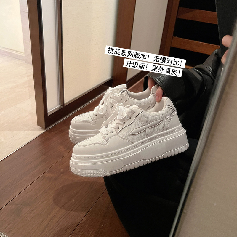 Genuine Leather Inside and Out~ Uncle's Brand Thick-Soled White Sneakers for Women 2026 Spring/Summer Height-Increasing Platform Casual Versatile Sneakers