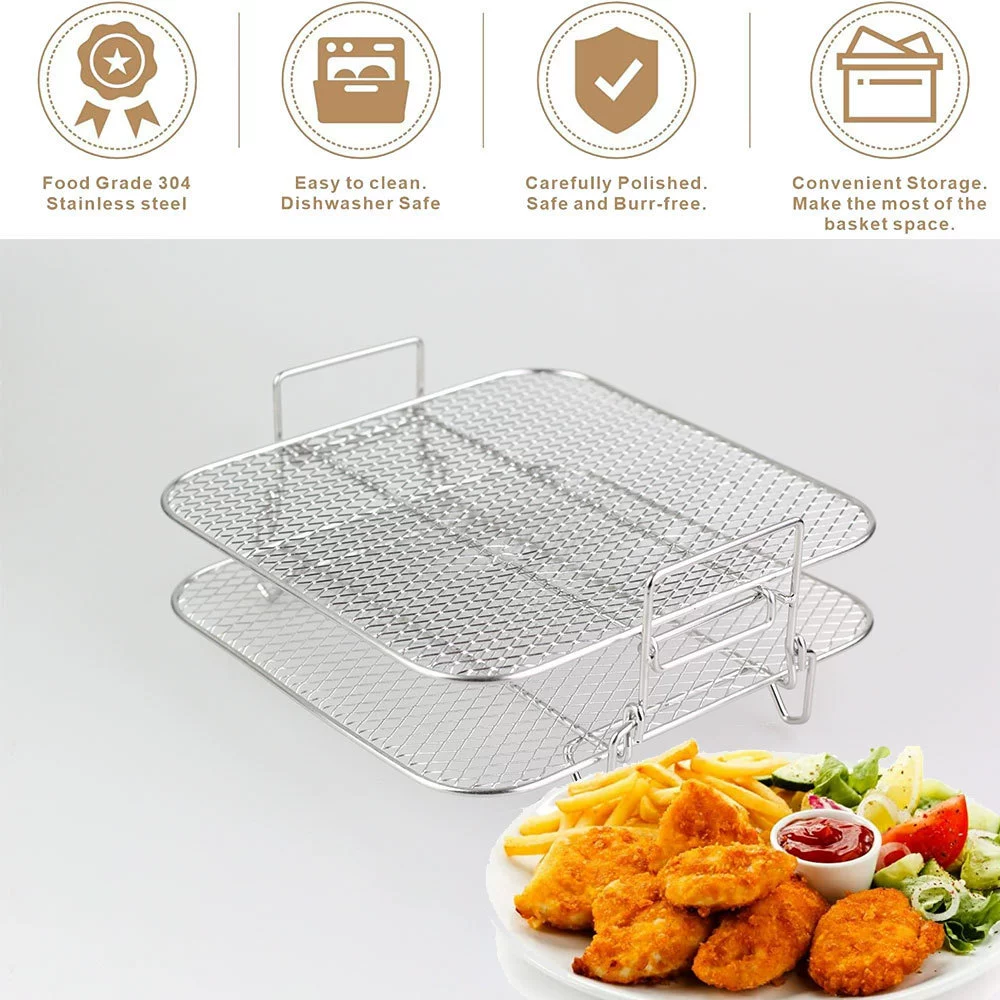 [Подходящие аксессуары для двойной кастрюли воздушной фритюрницы Air Fryer силиконовый горшок 7.5L-8L двойной уровень решётки]