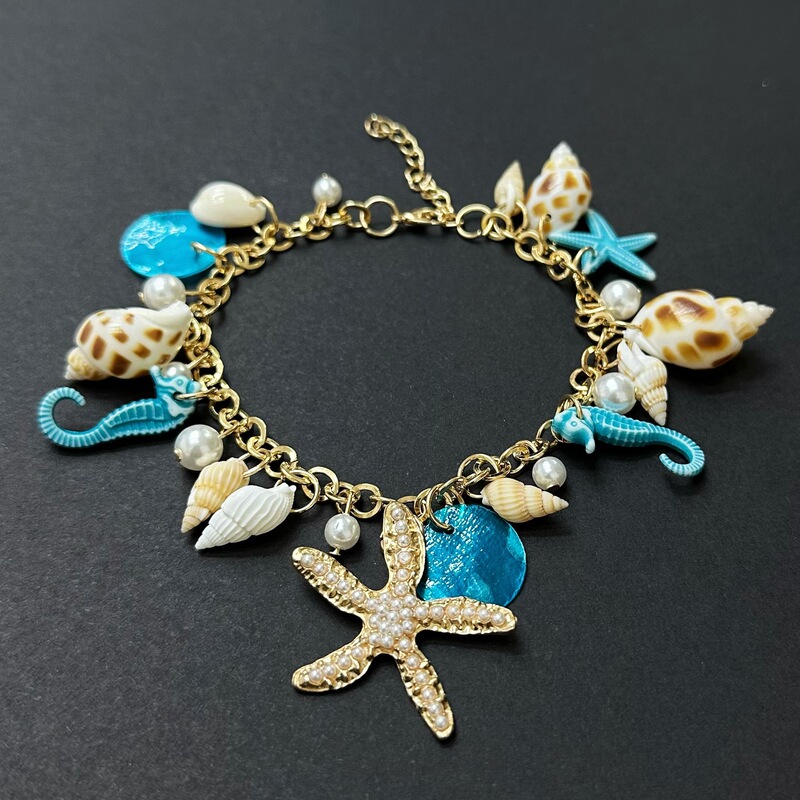 Cross-Border Hawaiian Resort Style Ocean Starfish Bracelet, Bohemian Style Conch Shell Pearl Bracelet and Anklet