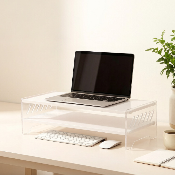 Cross-Border Computer Elevated Stand Acrylic Storage Rack Desktop Organizer Base Dormitory Monitor Computer Stand Bookshelf