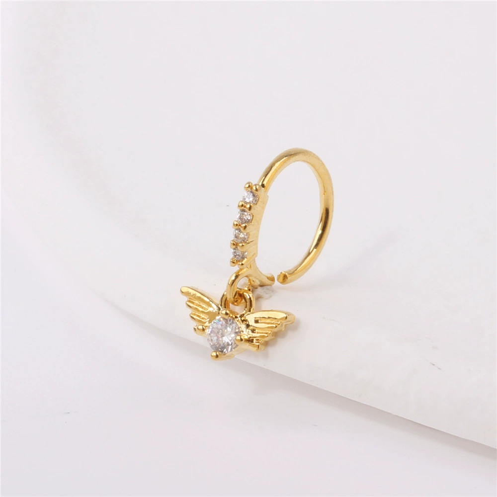 20 г Amazon европейский и американский женский кулон кольцо в нос одиночный бриллиант Циркон крыло нос шпилька кольцо в нос кулон серьги на хрящ
