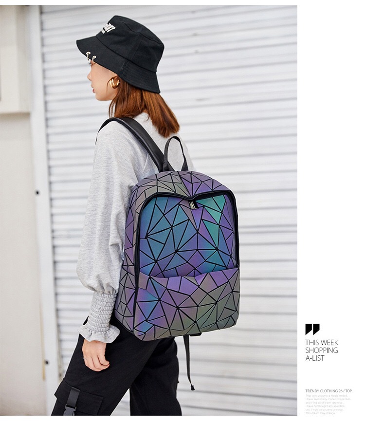 Geometric Luminous Backpack For Students Geometric Chameleon Bag_voghion.com