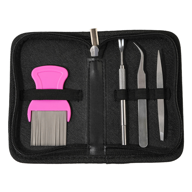 亚马逊狗猫脱毛开结密梳毛刷虱子夹蜱虫叉不锈钢宠物除虫清洁工具