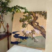 海棠蛱蝶图 中式小众客厅装饰画日式挂画沙发背景墙乔迁送礼壁画