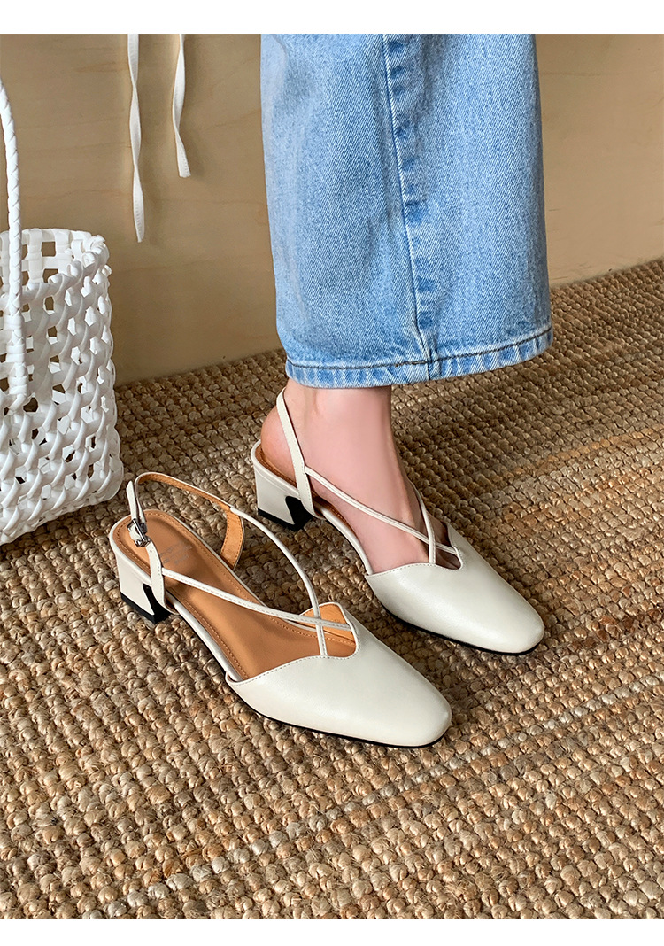 Sandal nữ quai ngang mũi trùm gót vuông 5 cm phong cách Hàn Quốc — đen chi tiết 32