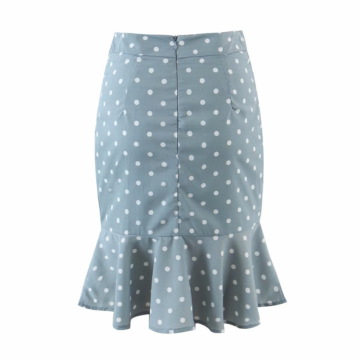 retro polka dot print ruffled fishtail skirt NSAM56880