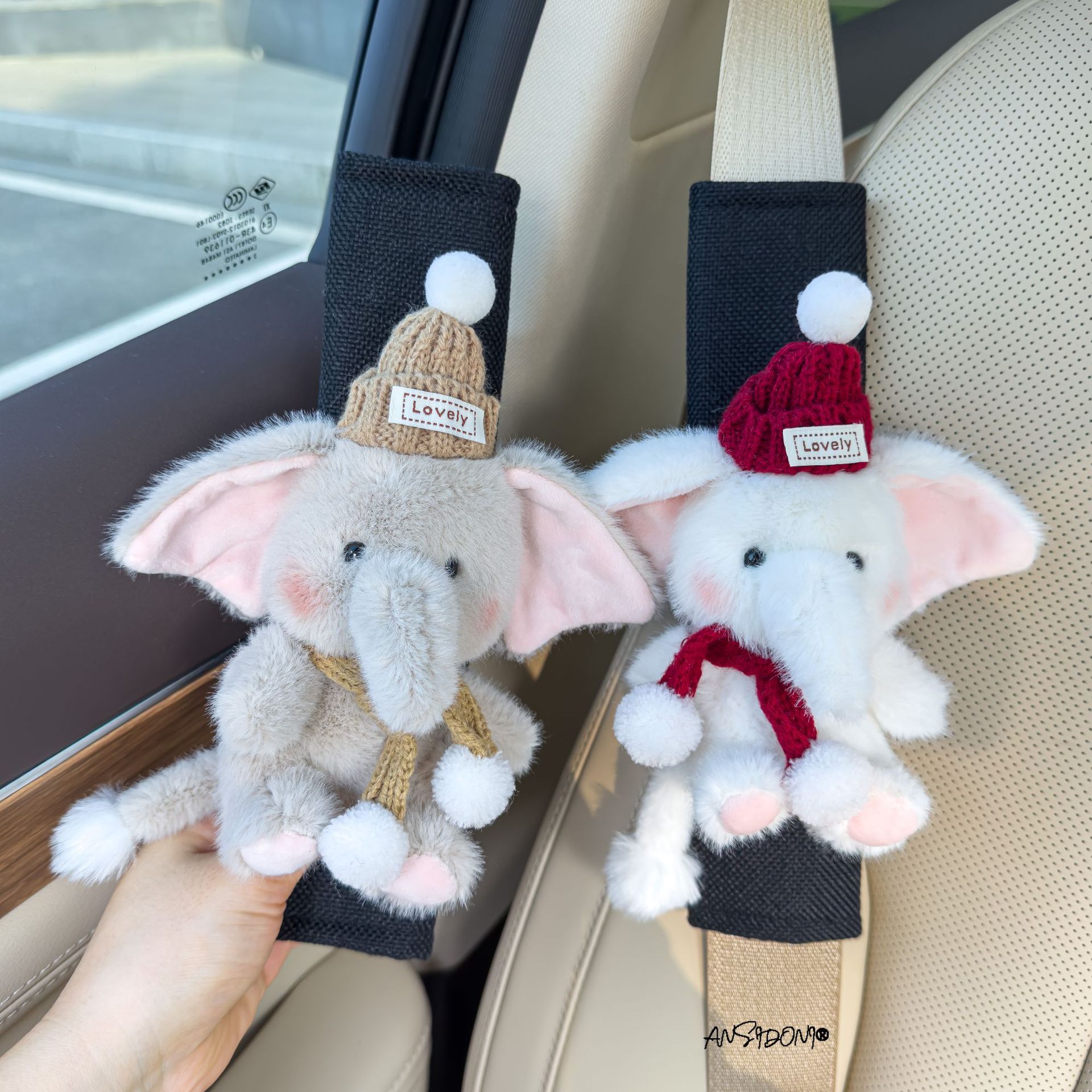 Cute Little Elephant Car Seat Belt Shoulder Pad Anti-Wear Clothing Protection Cover for Girls Car Interior Decoration Accessory