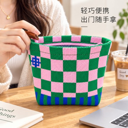 2026 Spring Color-Block Plaid Coin Purse for Women, Mixed-Color Aesthetic Candy Color Mini Bag for Daily Outfits