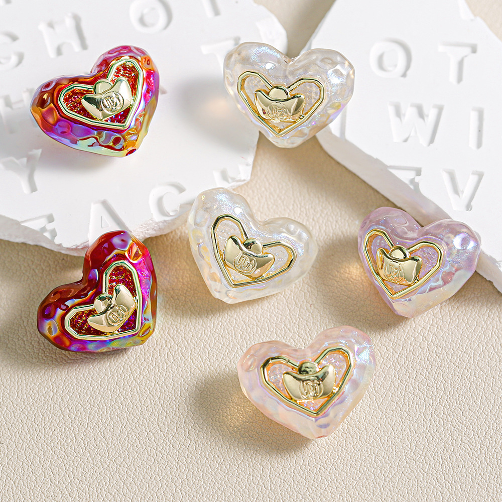 Heidi amor casero brillo fino perlas de aleación yuanbao joyas accesorios en forma de corazón collar de cadena de teléfonos móviles fabricantes al por mayor