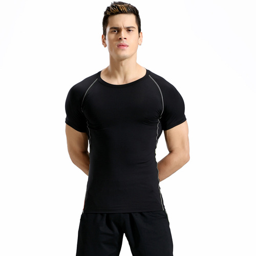 Cross-border PRO tight clothes men's summer high-elastic quick-drying fitness clothes sweaty running basketball training sports T-shirt
