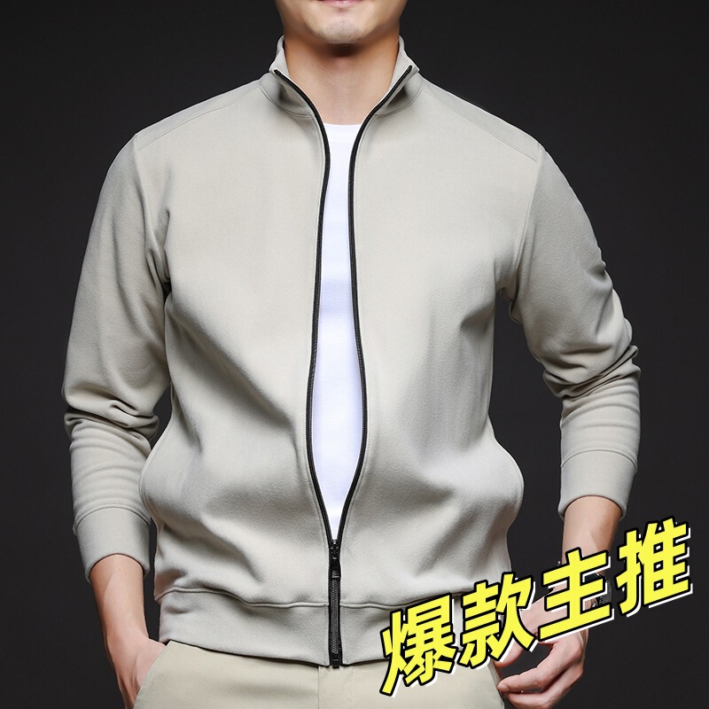 2025 Autumn New Men's Jacket Casual Stand Collar Self-Heating Coat for Middle-Aged Men Simple Style German Velvet Men's Wear