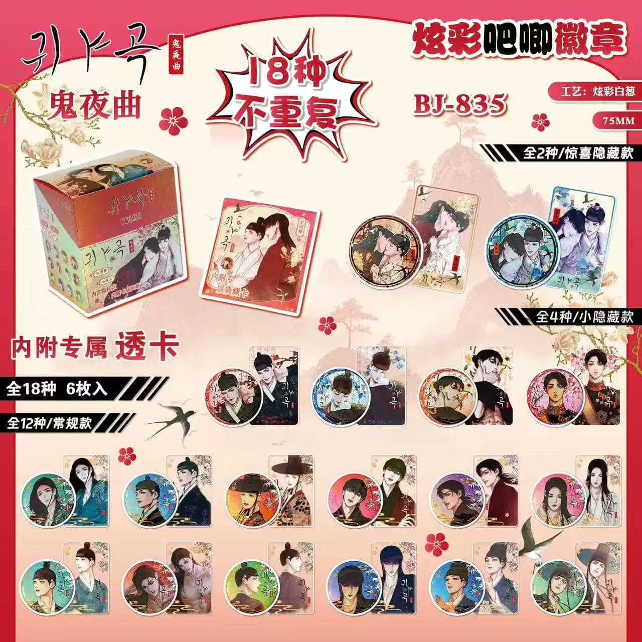Двусторонний бейдж-аниме Blind Box, 75 мм коллекционные значки, случайный персонаж (2D сериал)