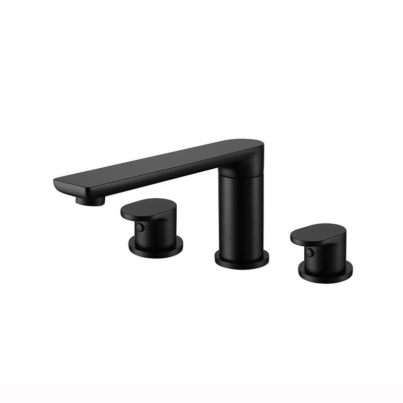 8V Kestu full copper gun gray bath tank edge embedded hot and cold split shower