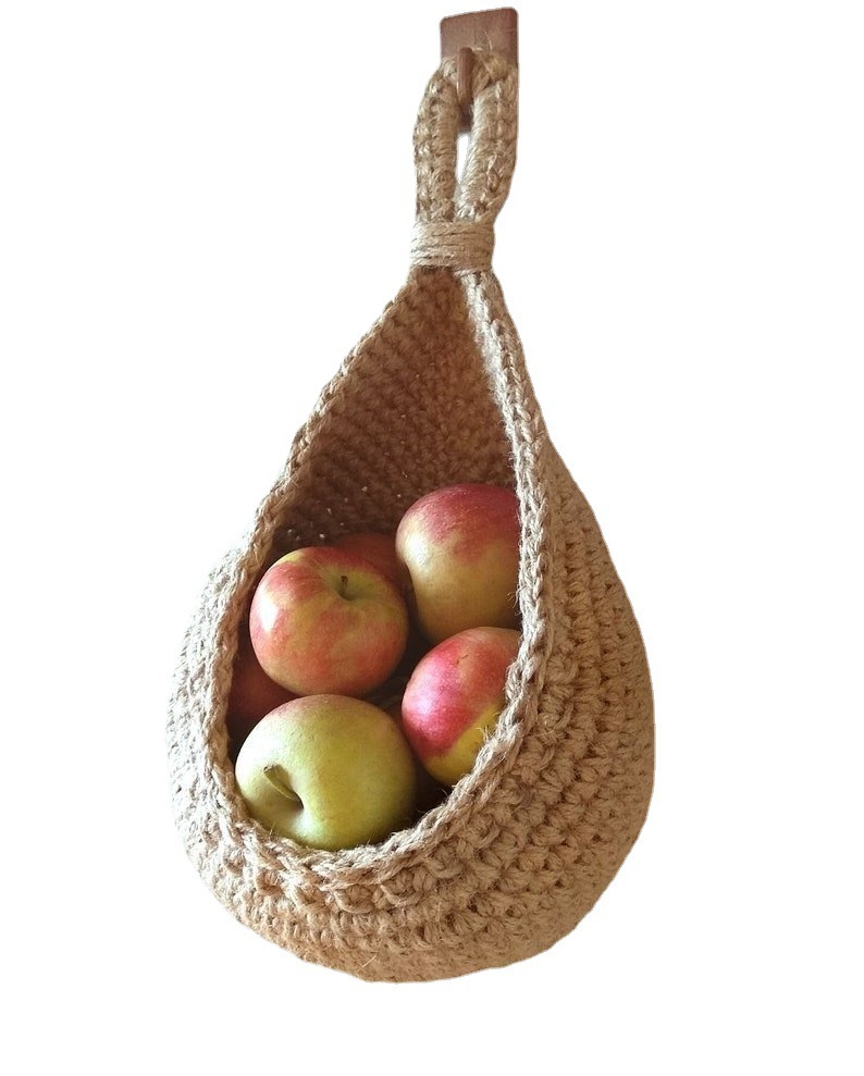 Transfronteriza popular cesta de frutas montada en la pared bolsa de almacenamiento de vegetales cesta colgante cuerda de algodón cuerda de cáñamo tejida maceta de pared cesta de flores