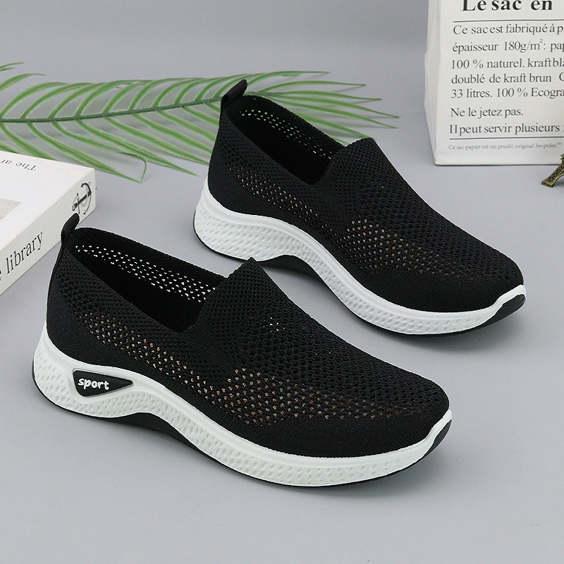Кроссовки Slip-On с воздухопроницаемой летней сеткой от для женщин — обувь для отдыха и спорта с мягкой подошвой, импорт