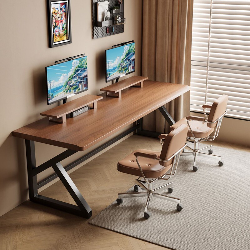Solid Wood Large Board Double Computer Desk Desktop Bedroom Home Office Desk Large Long Desk Workbench Two-Person Gaming Table Solid Wood Large Board Double Computer Desk Desktop Bedroom Home Office Desk Large Long Desk Workbench Two-Person Gaming Table