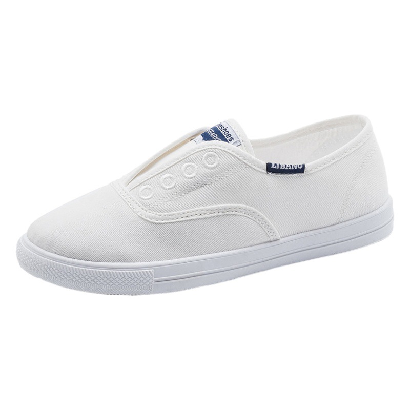 Zapatos de lona para mujer 2024 primavera nuevos zapatos blancos versátiles transpirables estilo coreano zapatos perezosos para estudiantes planos sin cordones