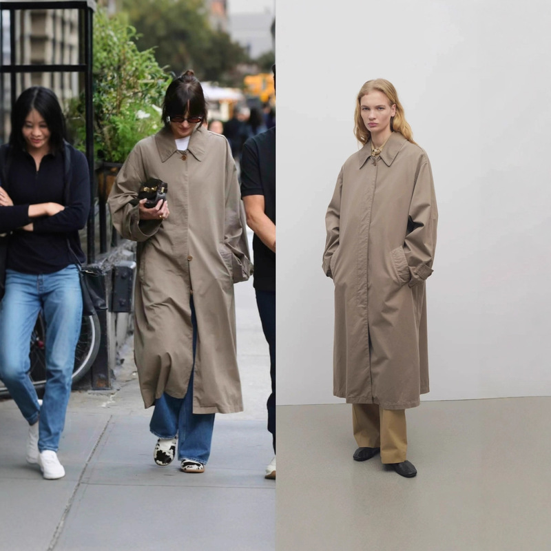 Long Cotton Trench Coat Old Money Style Minimalist Trench Coat Autumn Loose Casual Versatile Mid-Length Coat