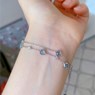 Authentic Natural Stone Jade Bracelet Inlaid Women's Gift Fashion All-match Bracelet Color Shades Random Hair