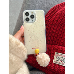 Colorful splashed ink ball bell pendant is suitable for iPhone15Promax Apple 14 mobile phone case 13 double-layer 12 female 