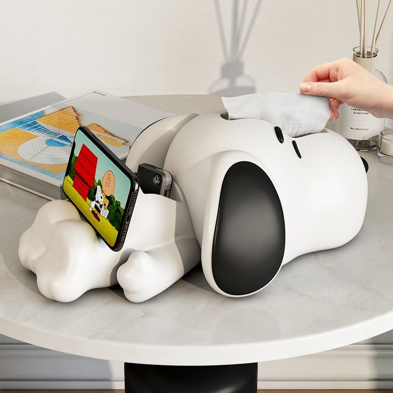 Cartoon Snoop creativo caja de toallas de papel soporte de teléfono móvil sala de estar extracción de papel mesa de té doméstica almacenar adornos personales