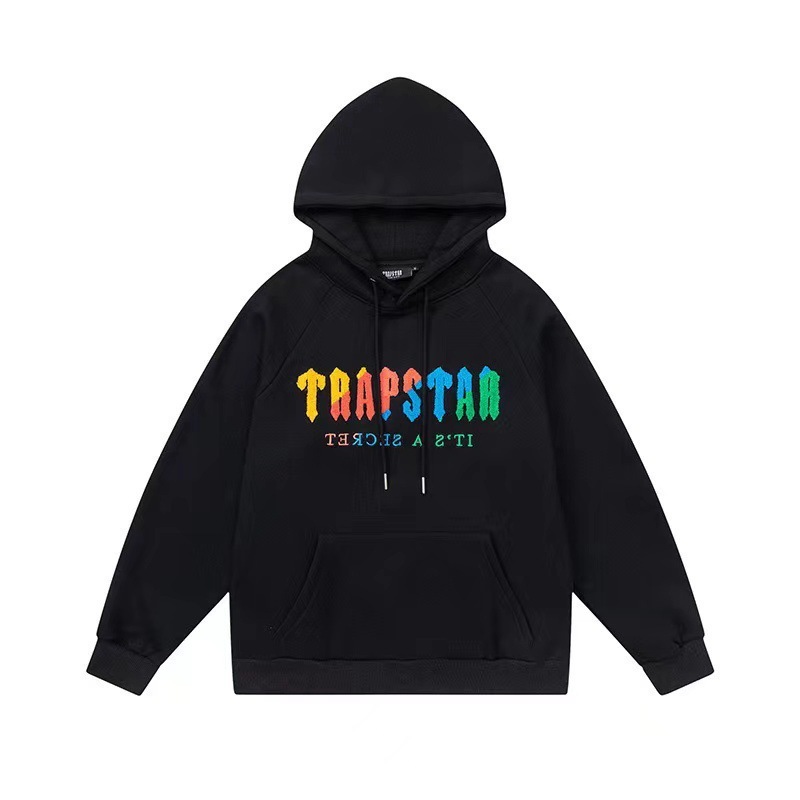 外贸Trapstar经典款彩虹渐变字母印花设计感宽松休闲百搭连帽卫衣|undefined