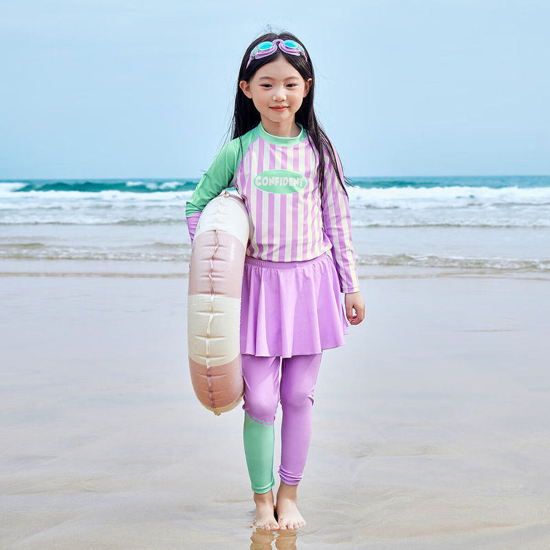 6-8歳の女の子の新しいinsスタイルのスポーツ水着プロの温泉休暇速乾性外国風女の子水着日焼け止め|undefined
